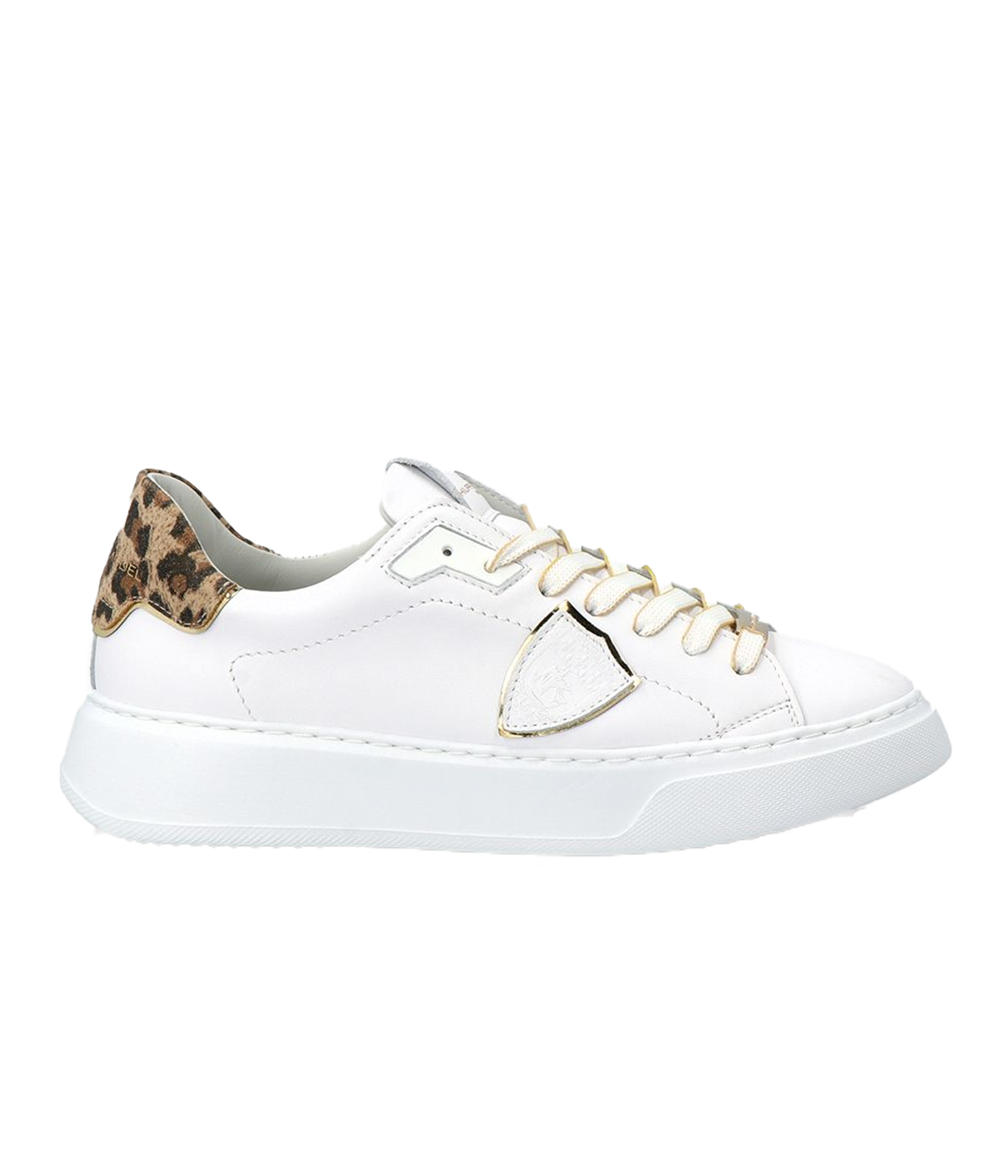 Temple Low Women In Veau Metal Leo Blanc