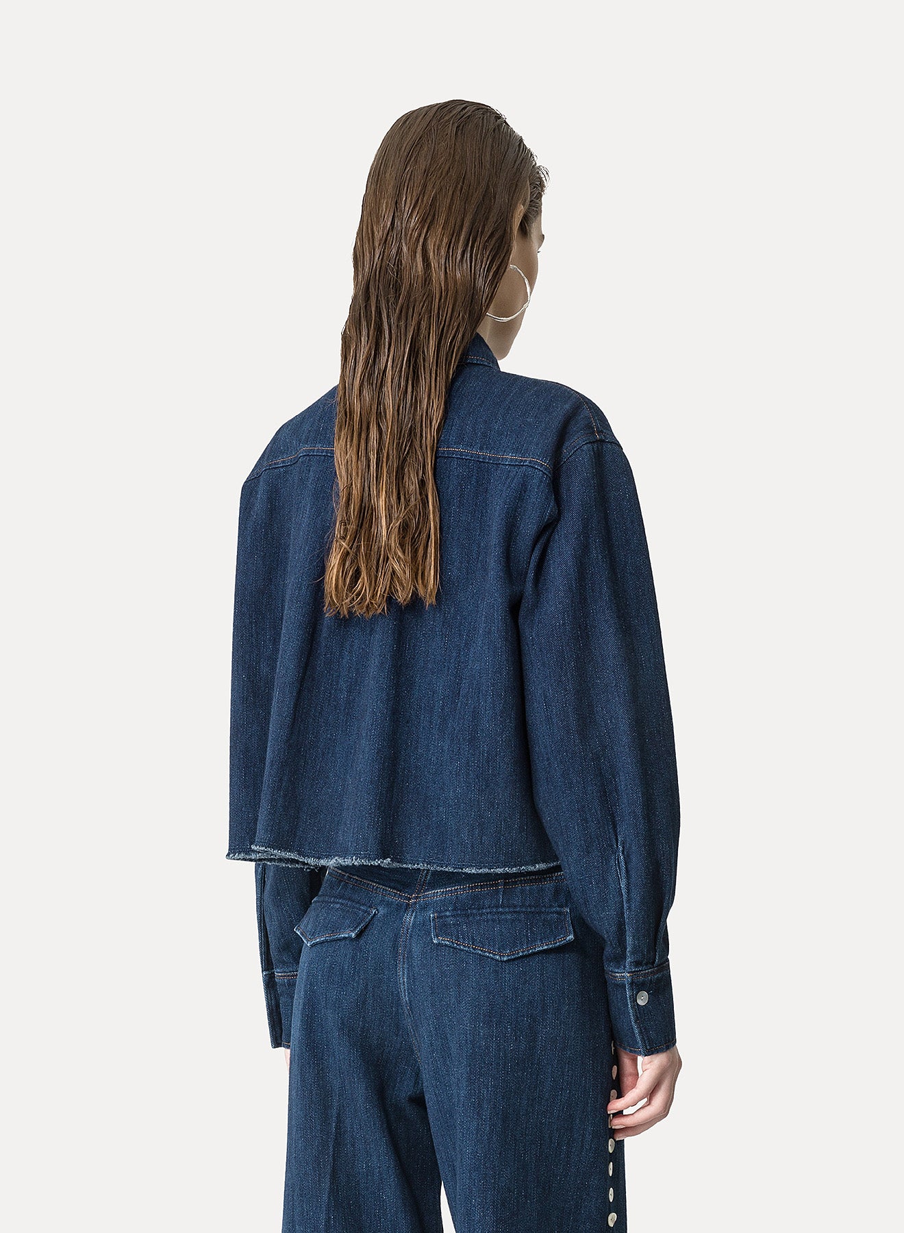 Denim Calvary Cropped Shirt in Indigo