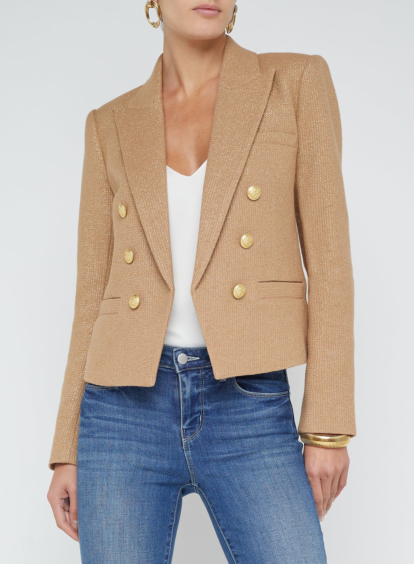 Brooke Crop Blazer in Latte Gold