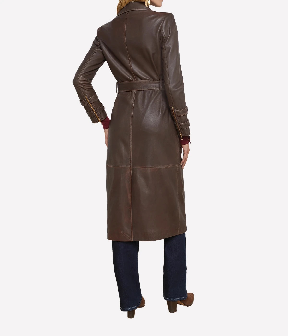 Celina LTHR Trench Coat in Chocolate