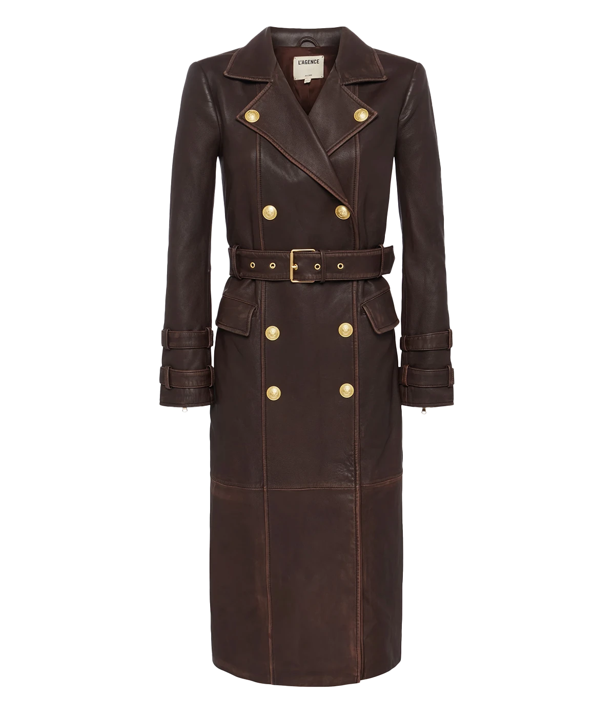 Celina LTHR Trench Coat in Chocolate