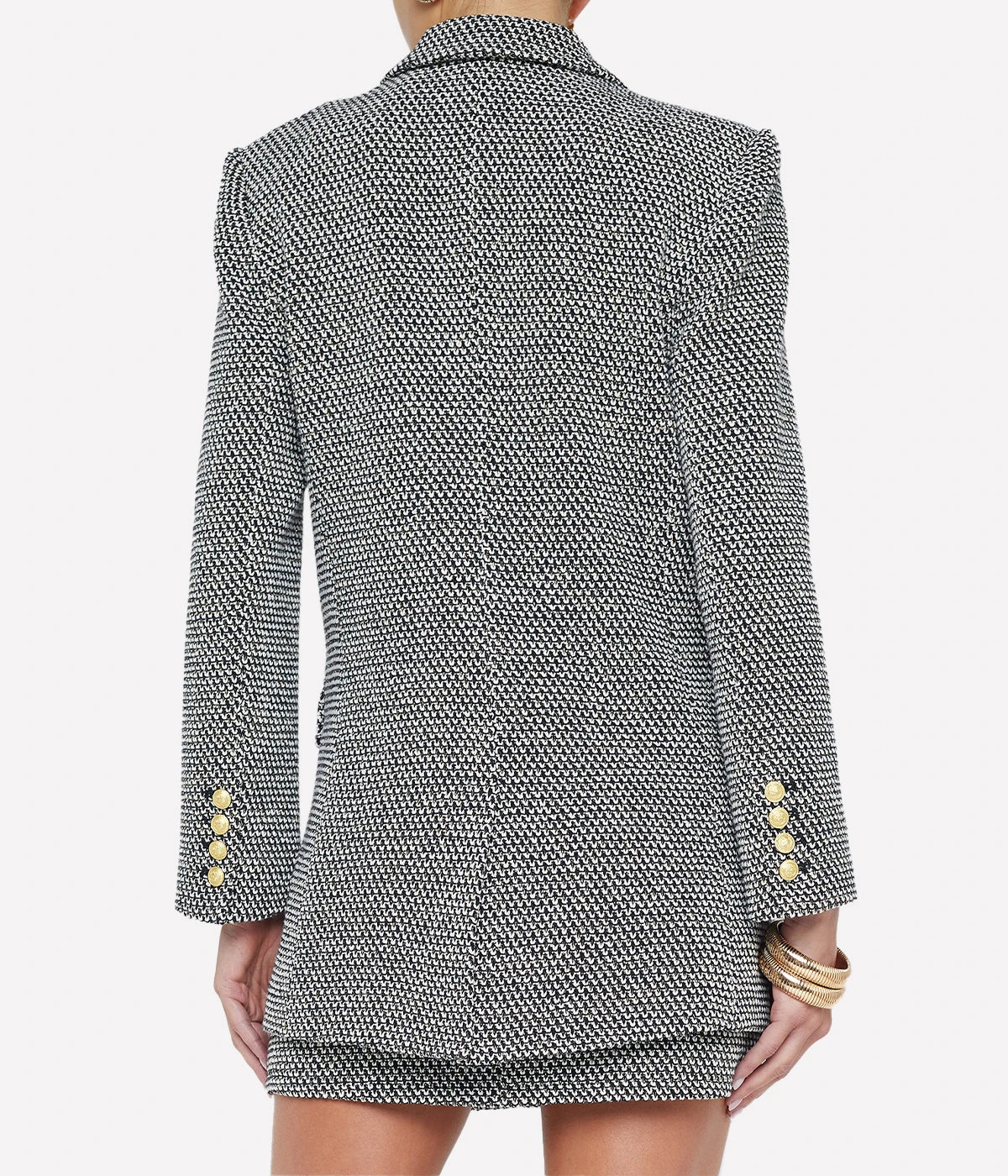 Riva Knit Blazer in Black Ivory Gold