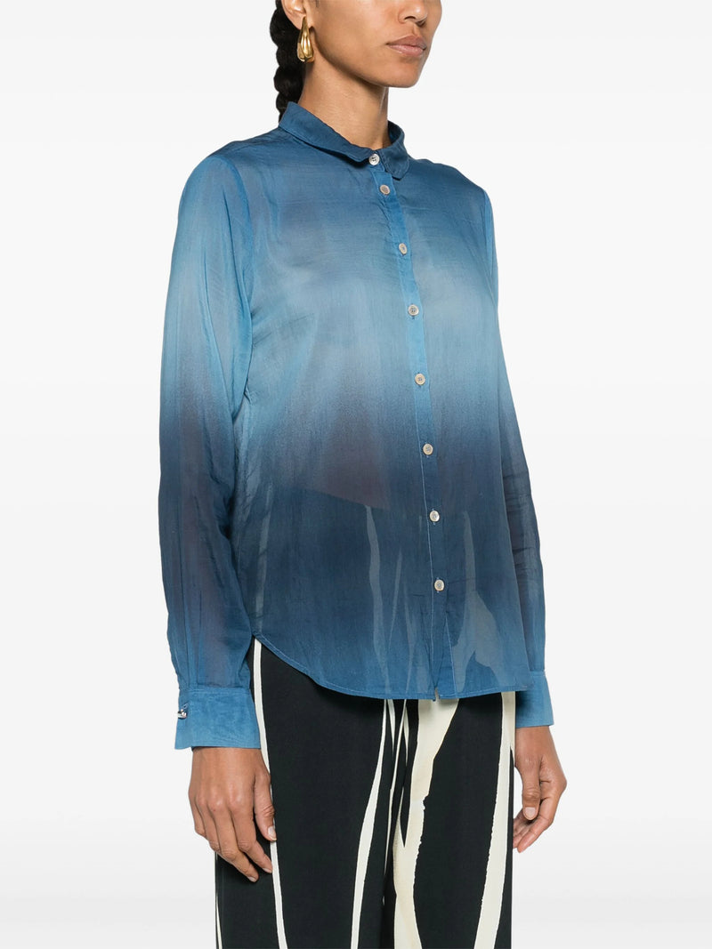 Denim Voile Cotton Shirt in Delave