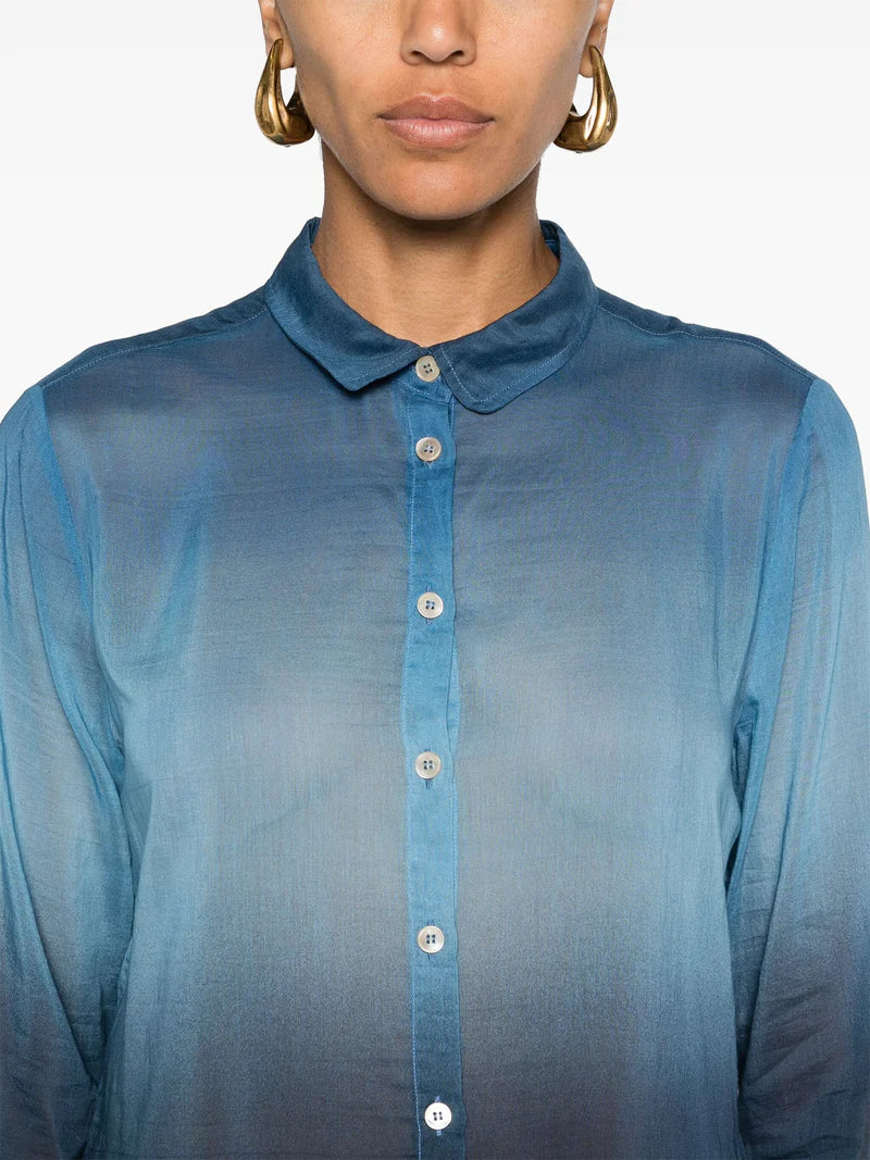 Denim Voile Cotton Shirt in Delave