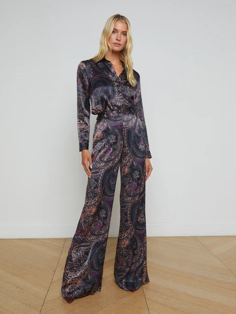 Pilar Wide Leg Pant in Plum Multi Boute Paisley