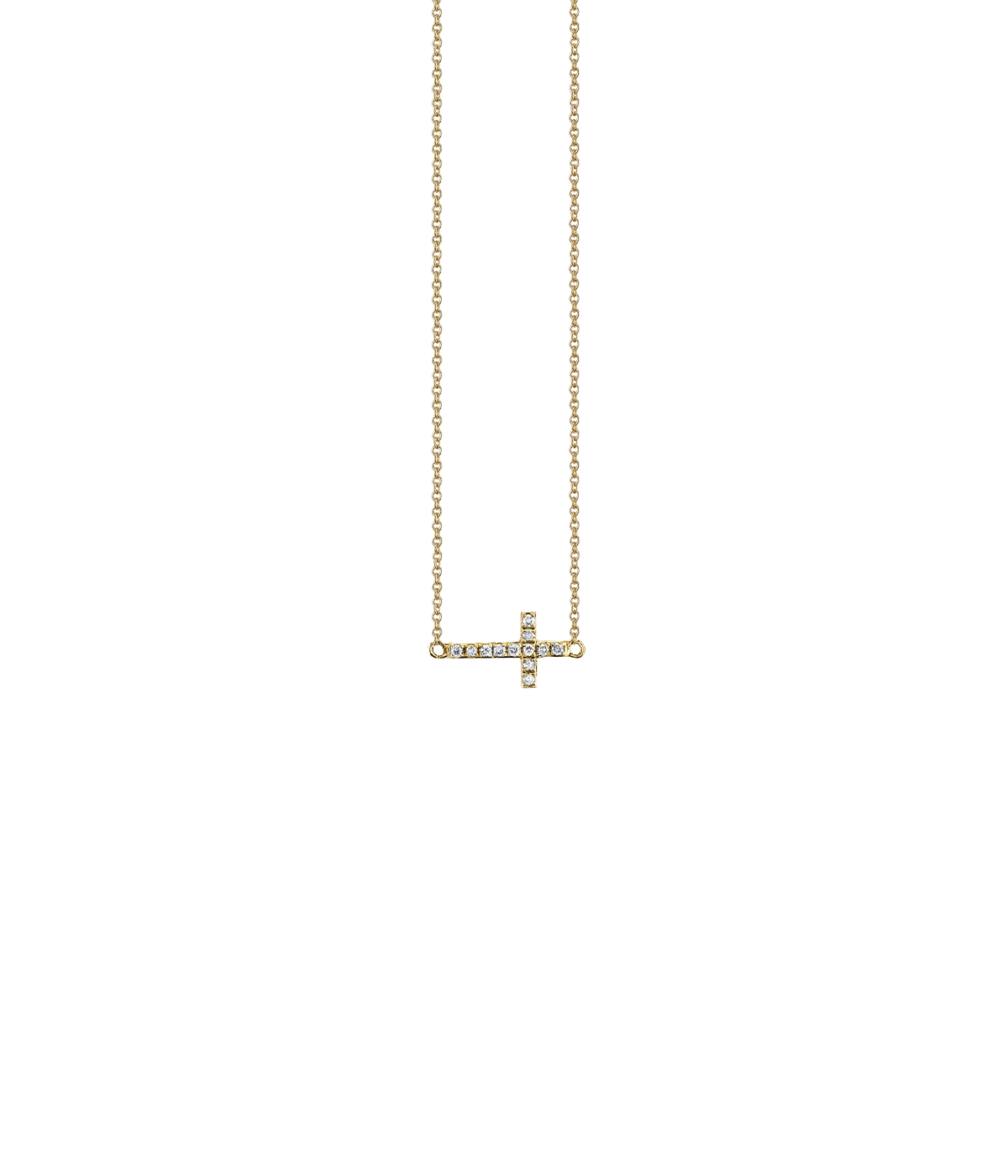 Mini Cross Necklace in 14K Yellow Gold