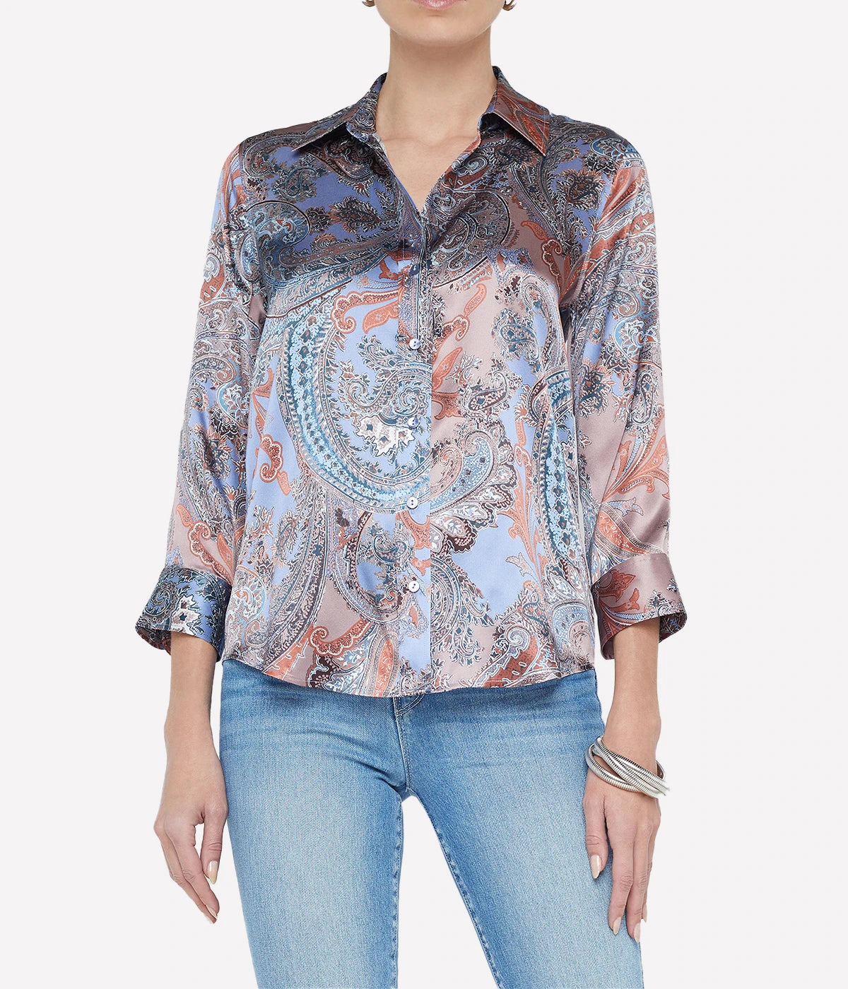 Dani 3/4 Sleeve Blouse in Periwinkle Multi French Paisley