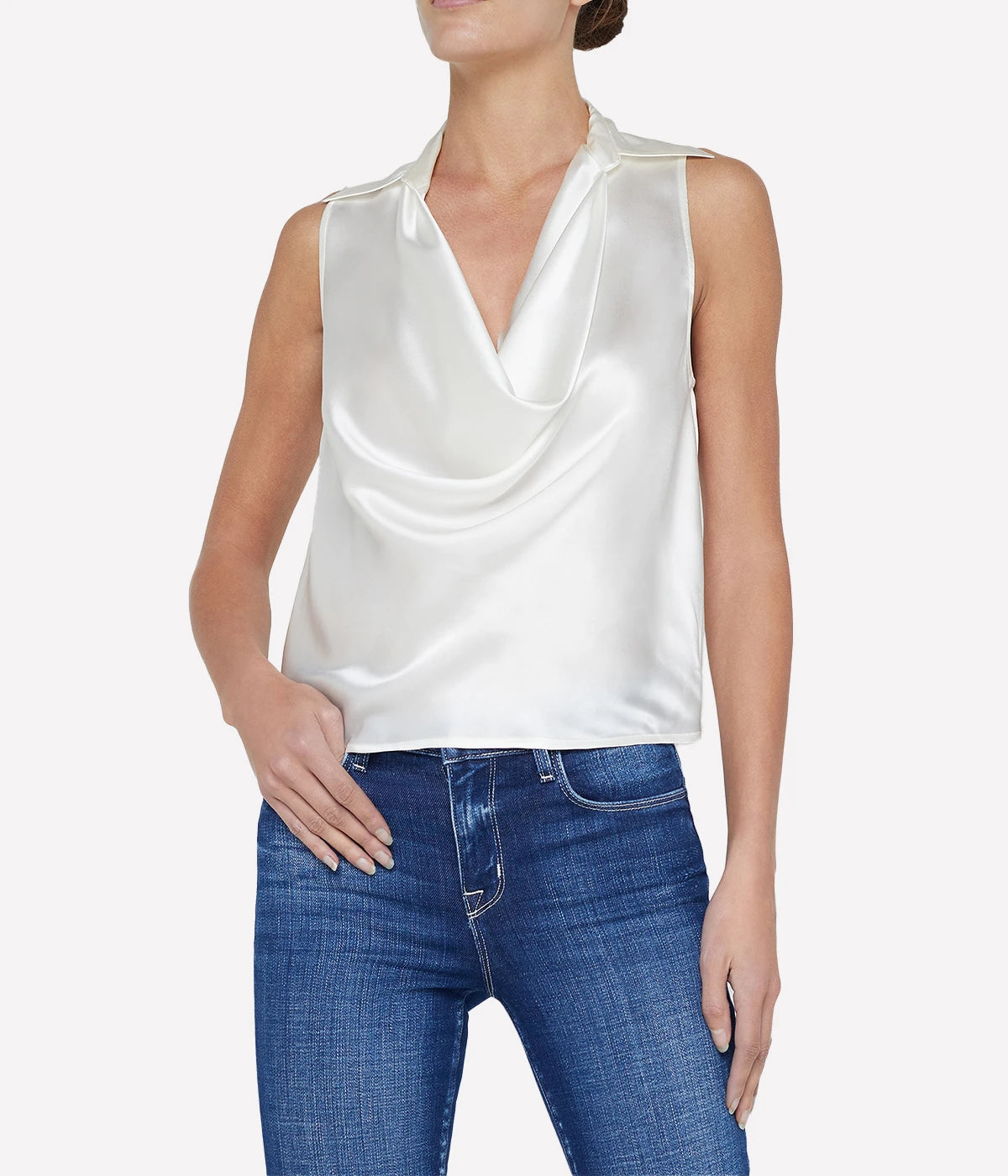 Colter Cowl Neck Blouse in Ivory