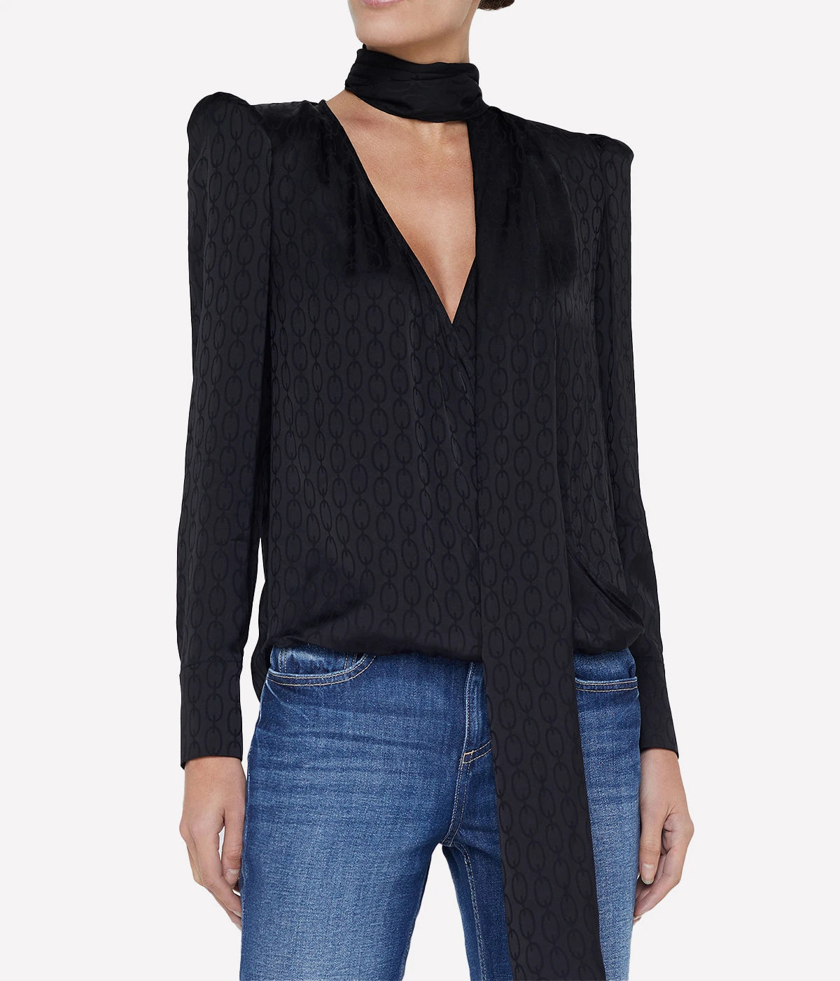 Cambria Tie Neck Blouse in Black