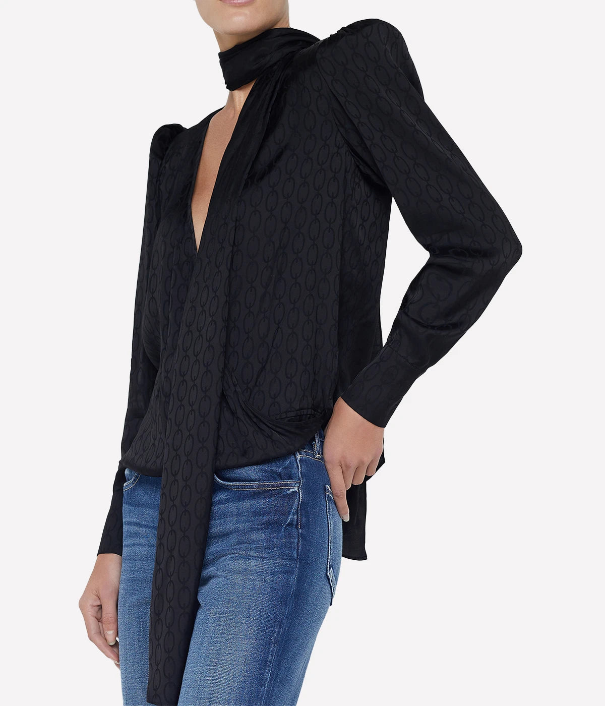 Cambria Tie Neck Blouse in Black