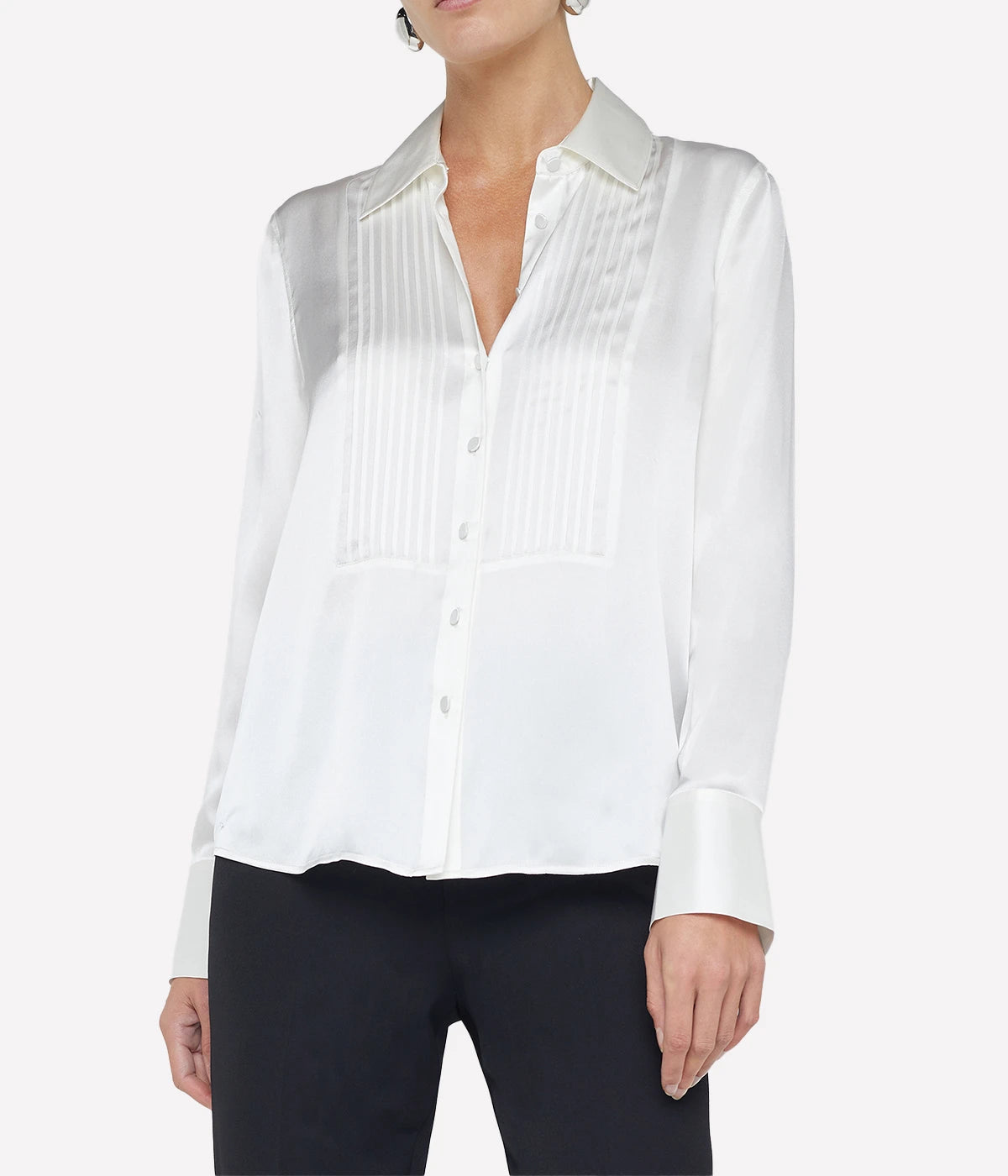 Divya Pintuck Tux Shirt in White