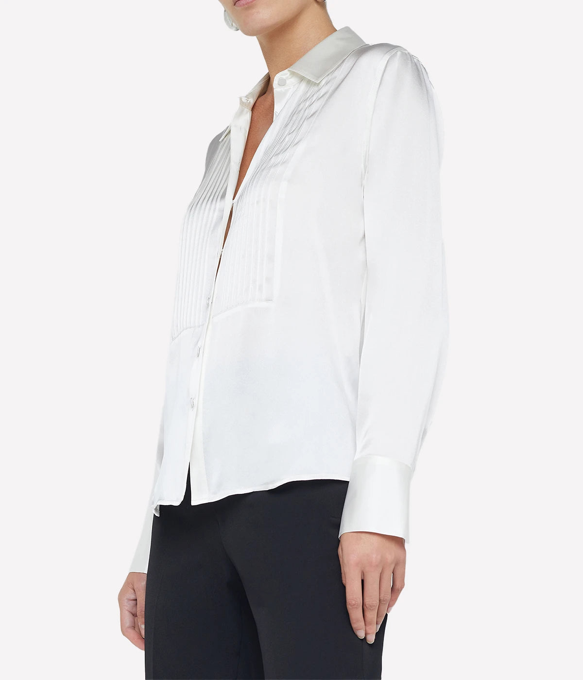 Divya Pintuck Tux Shirt in White