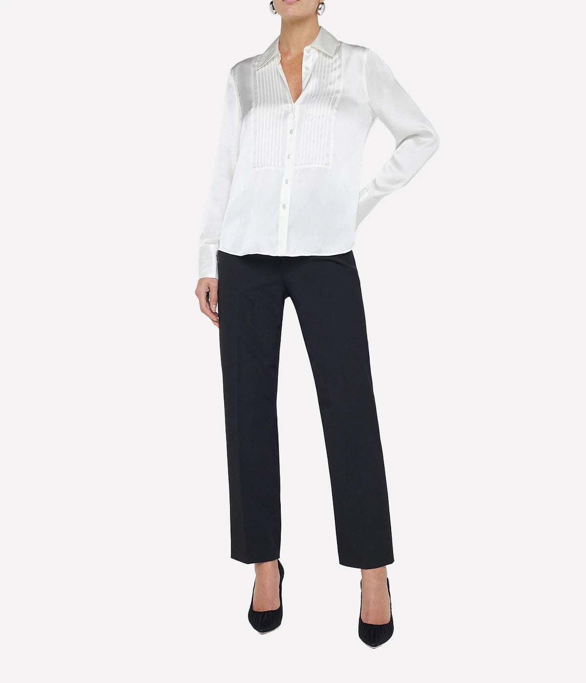 Divya Pintuck Tux Shirt in White