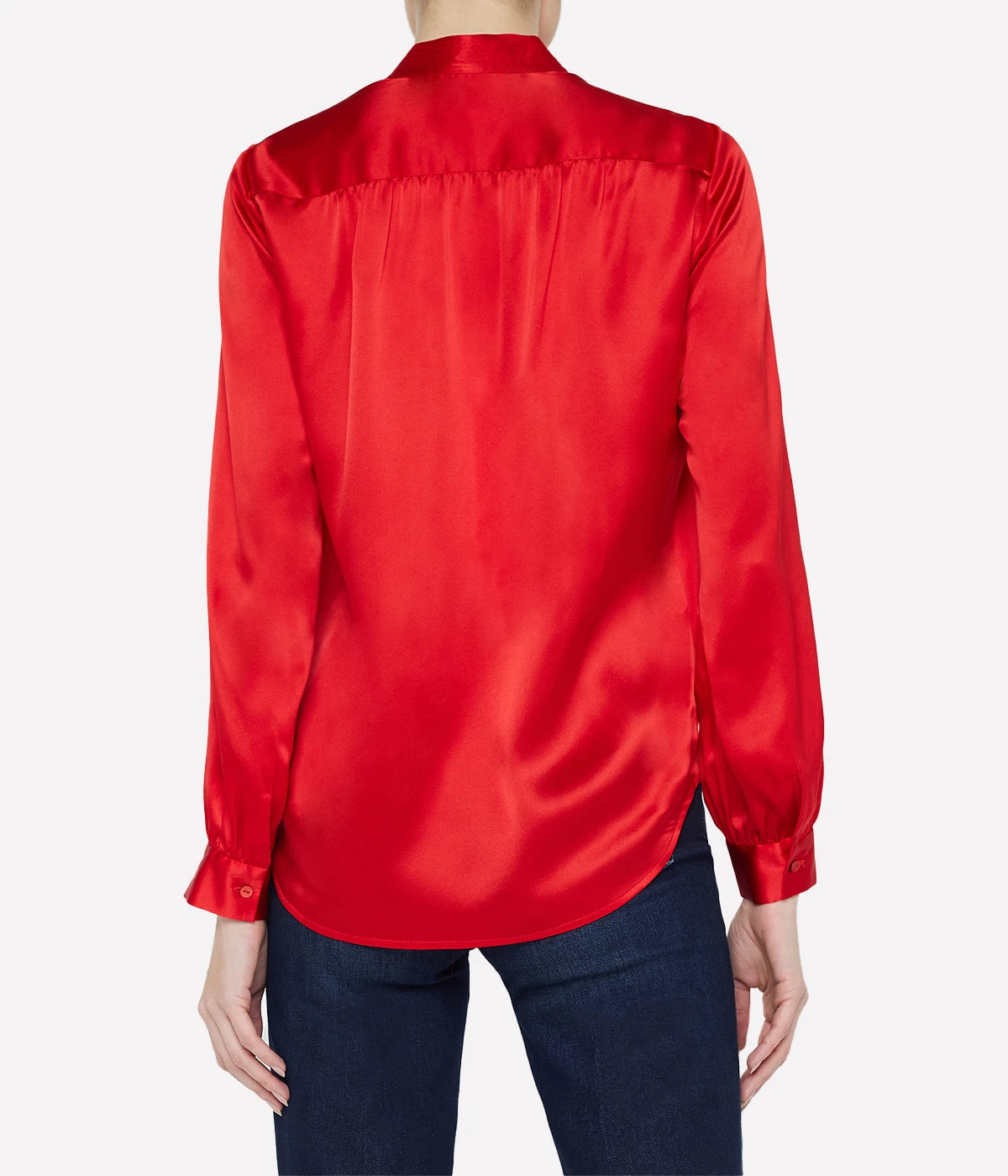 Bianca Band Collar Blouse in Lava Red