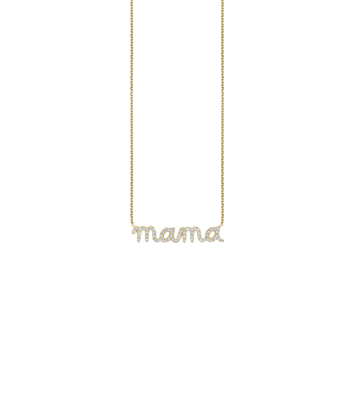 Mama Script Necklace in 14K Yellow Gold