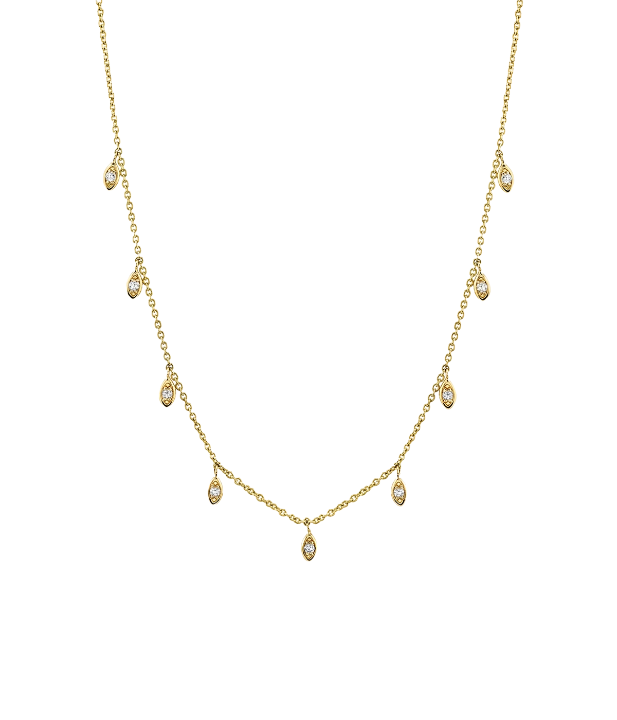 9 Marquis Fringe Necklace in 14K Yellow Gold