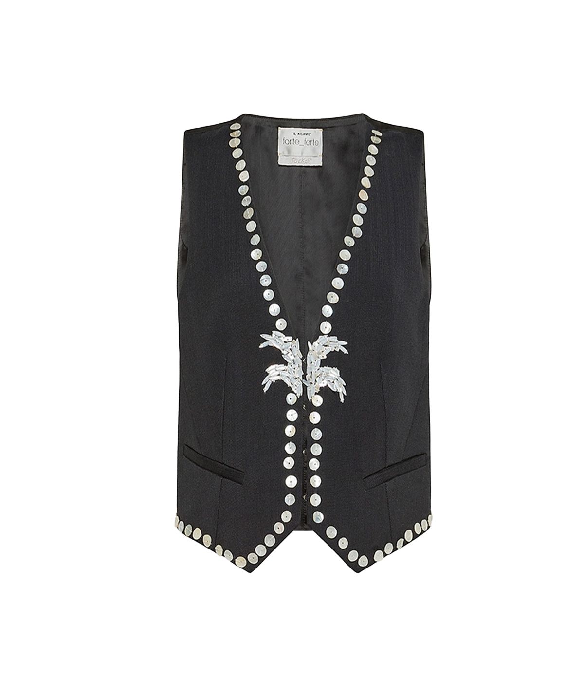 Pearl Embroidered Vest in Abisso