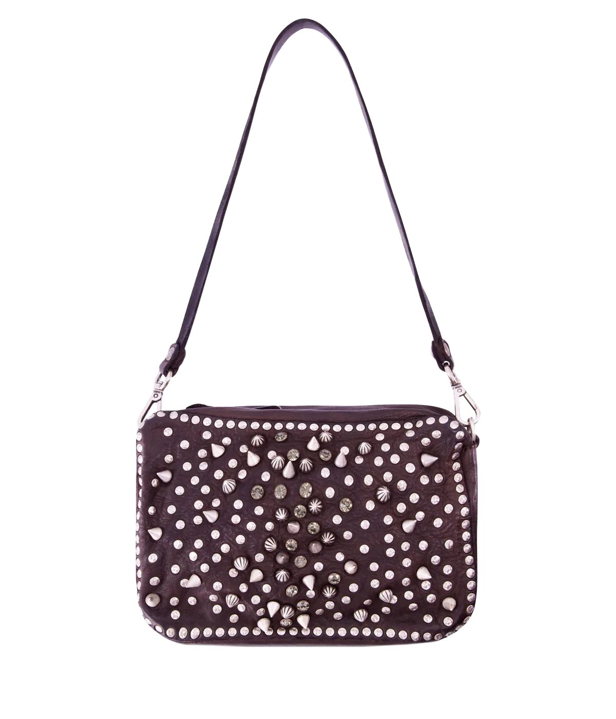 Rock Stud Bowling Bag in Brown