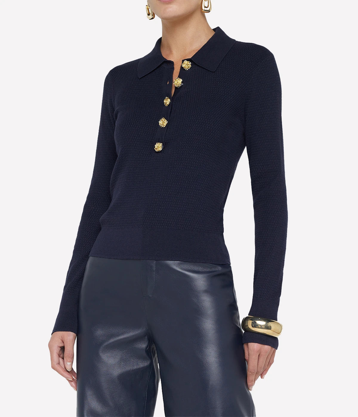 Sterling Collared Sweater in Midnight Gold