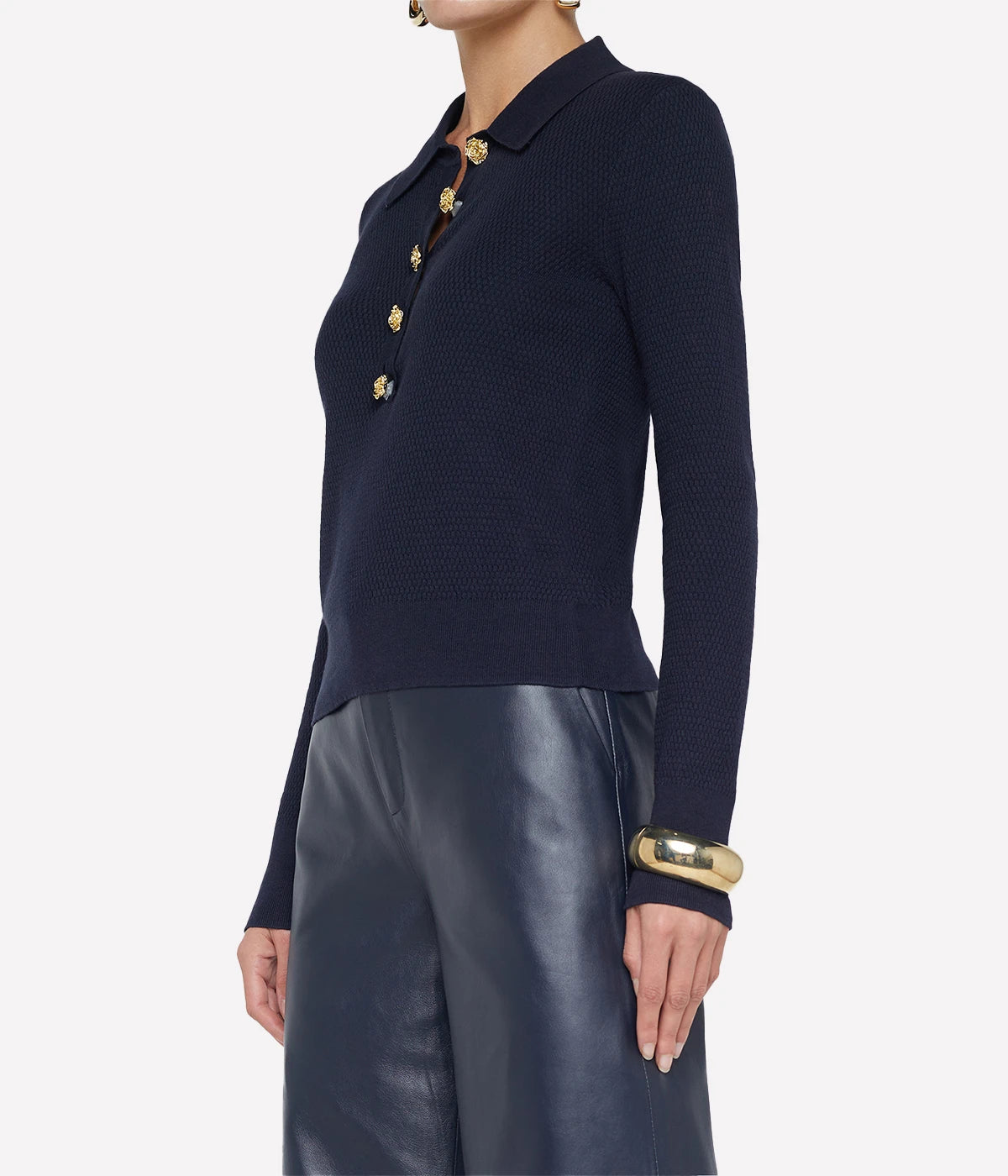 Sterling Collared Sweater in Midnight Gold