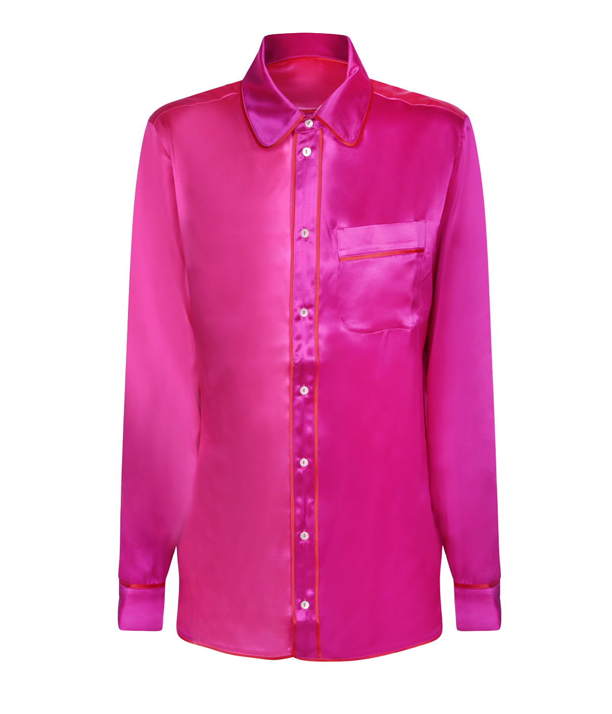 The Adana Shirt in Fuchsia, crafted from luxurious 100% silk, showcasing its bold colour and fluid silhouette