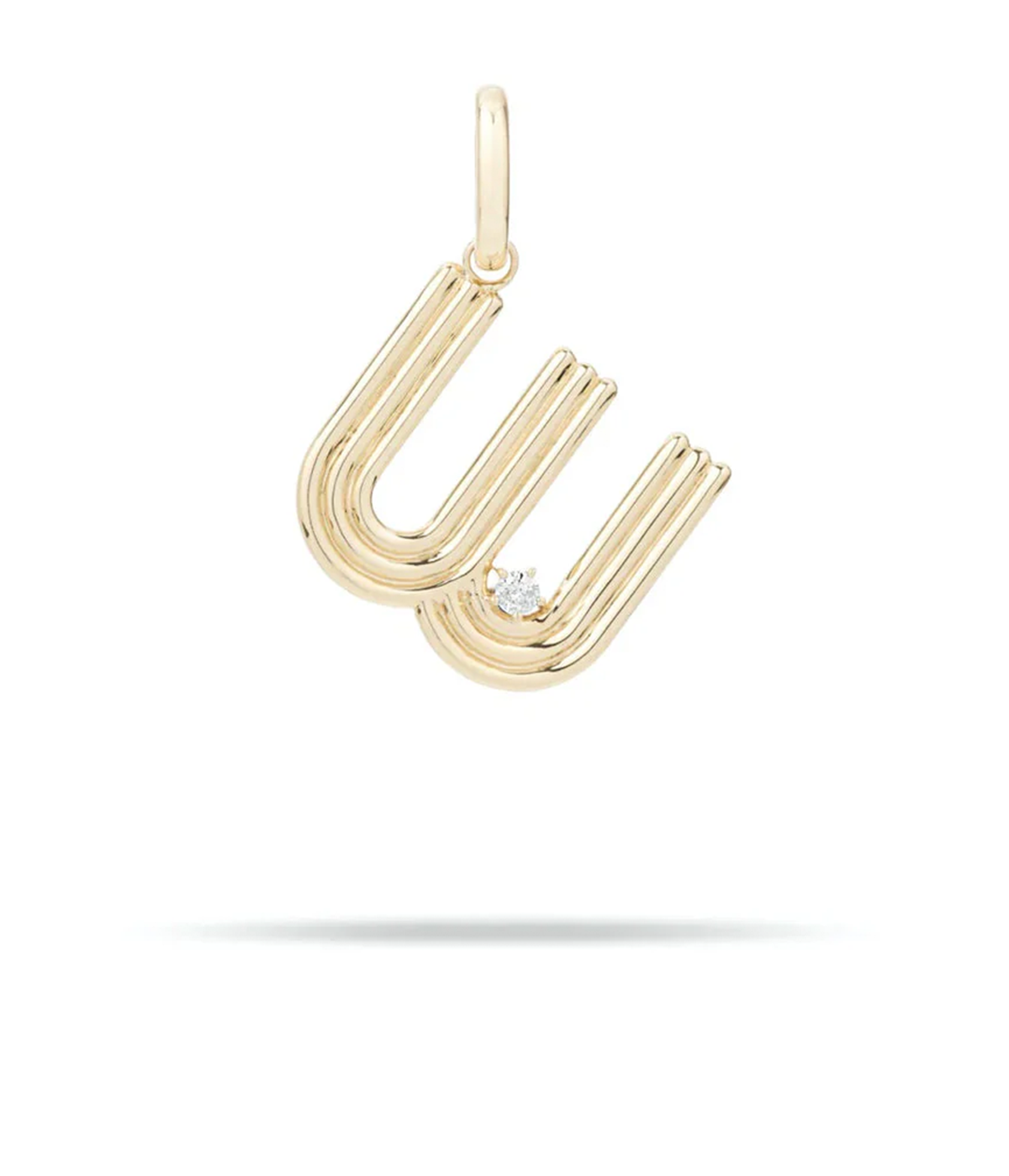 Groovy Diamond Initial W Charm 14K