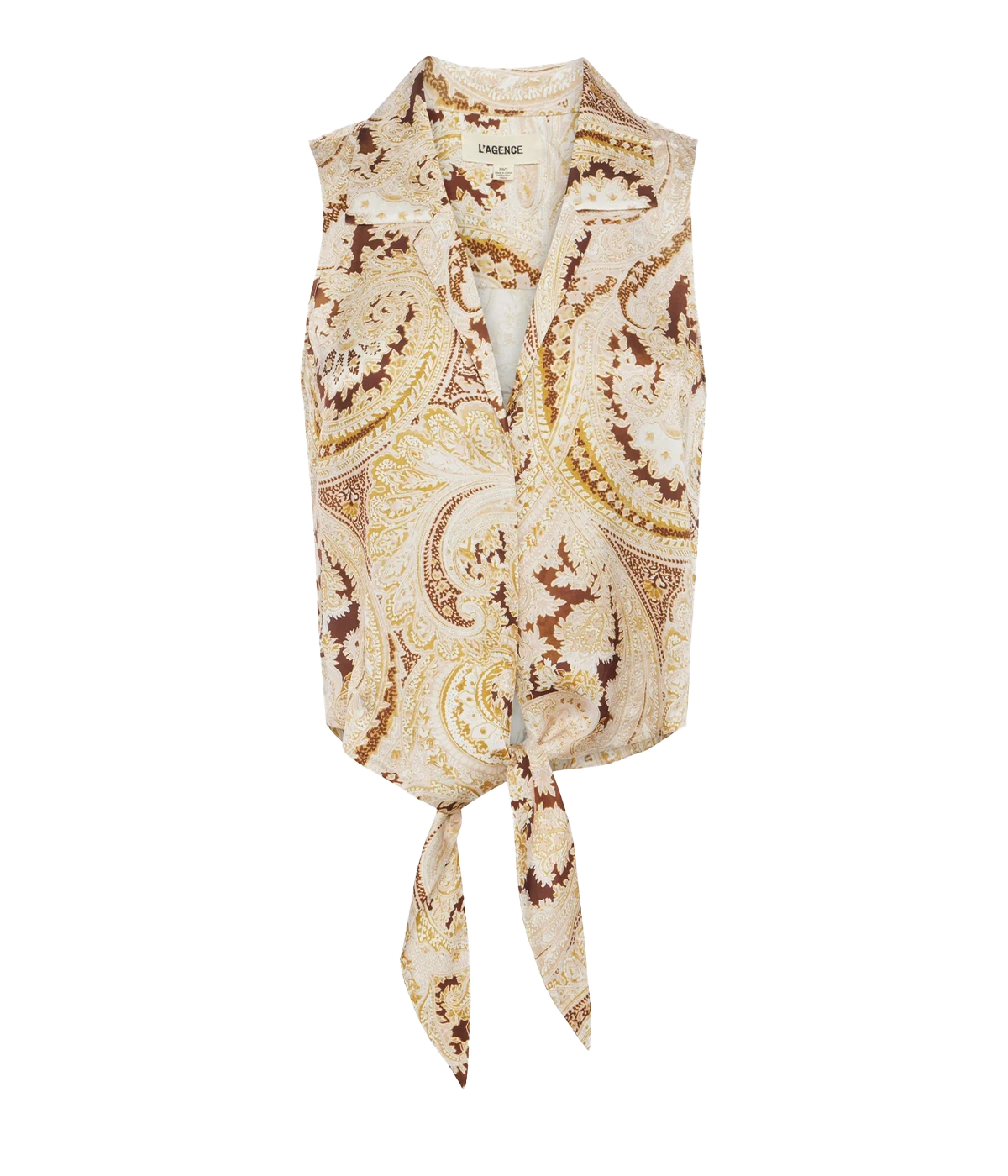 Amos Sleeveless Tie Blouse in Ivory Multi Boute Paisley