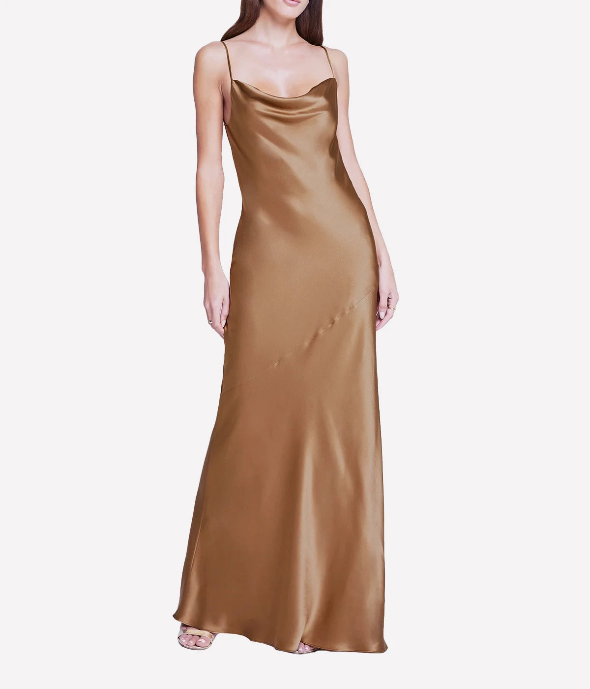 Arianne Cowl Maxi Dress in Saddle