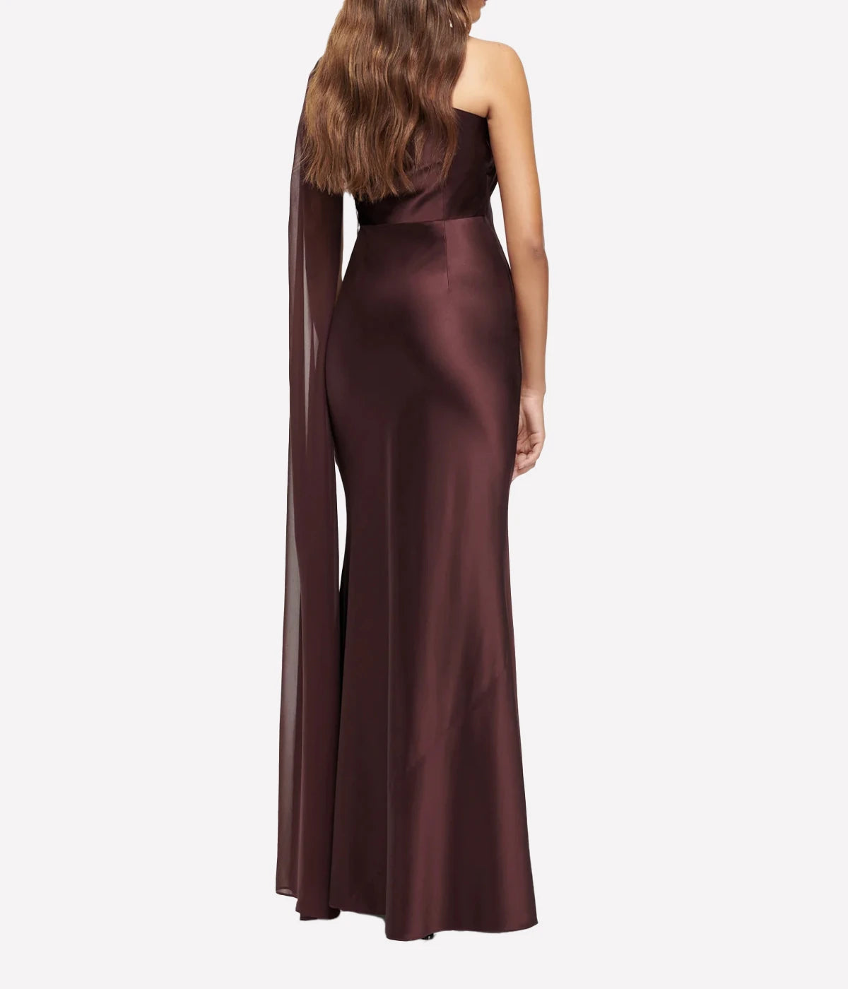 Asymmetric Silk Satin Gown in Brown