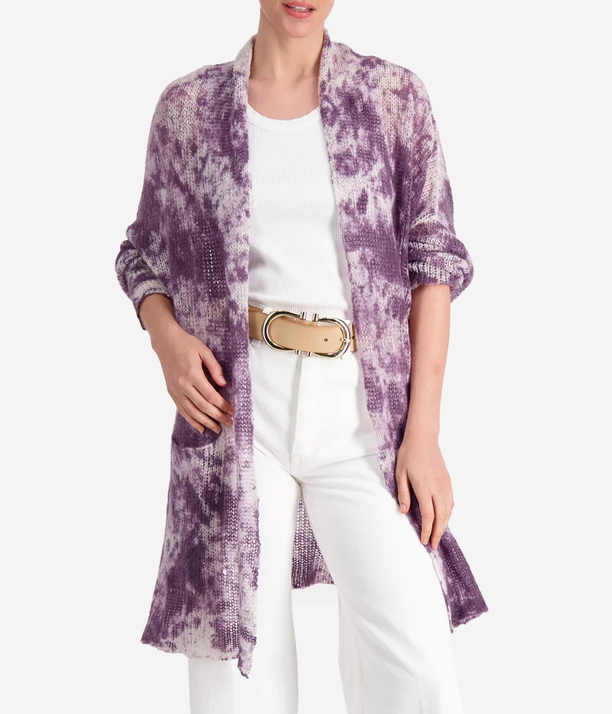 Camouflage Shawl Light Cardigan in Lavender