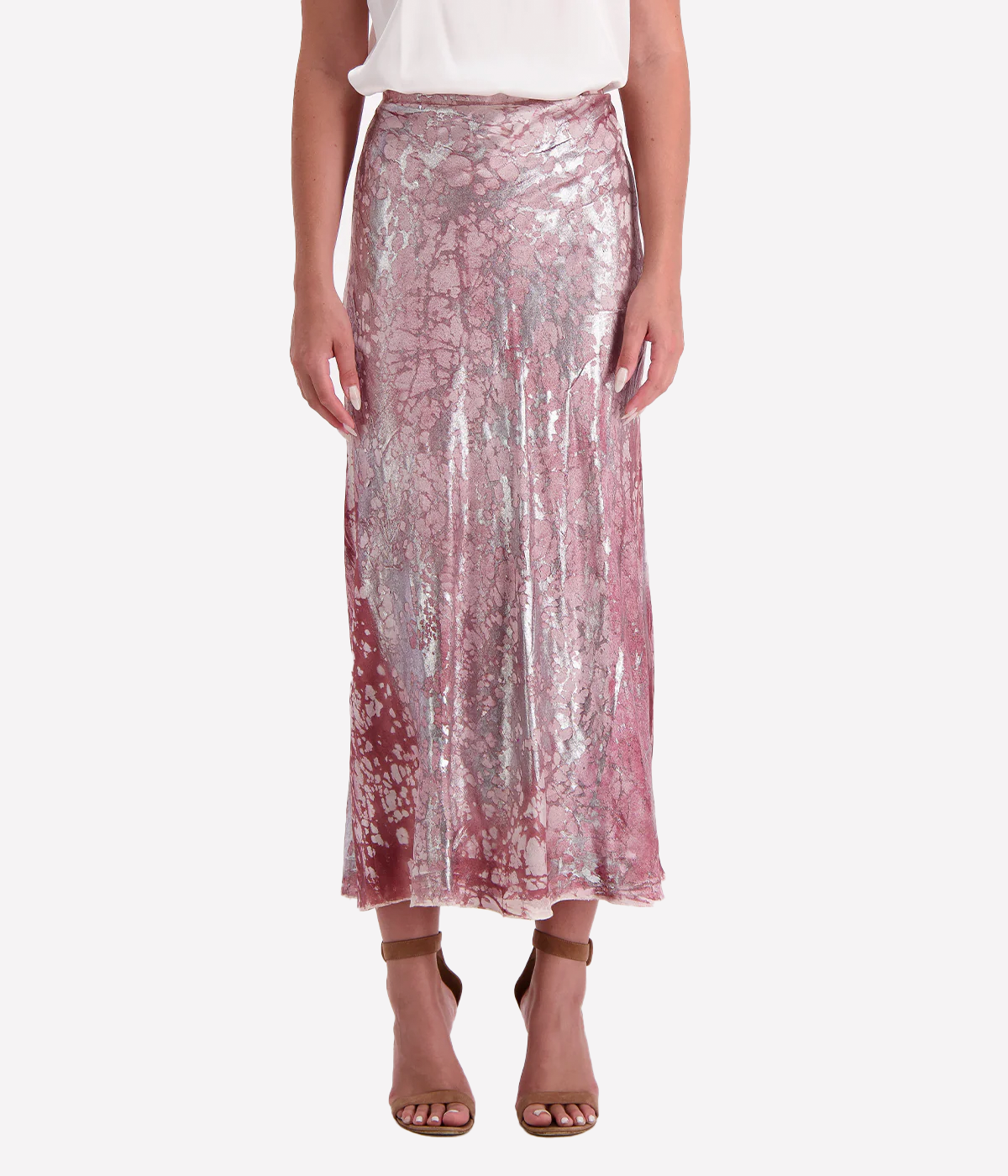 Marble Lamination Long Skirt in Agata