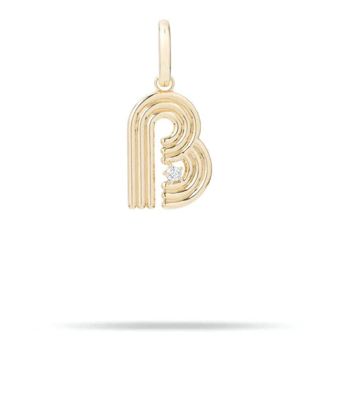 Groovy Diamond Initial B Charm 14K