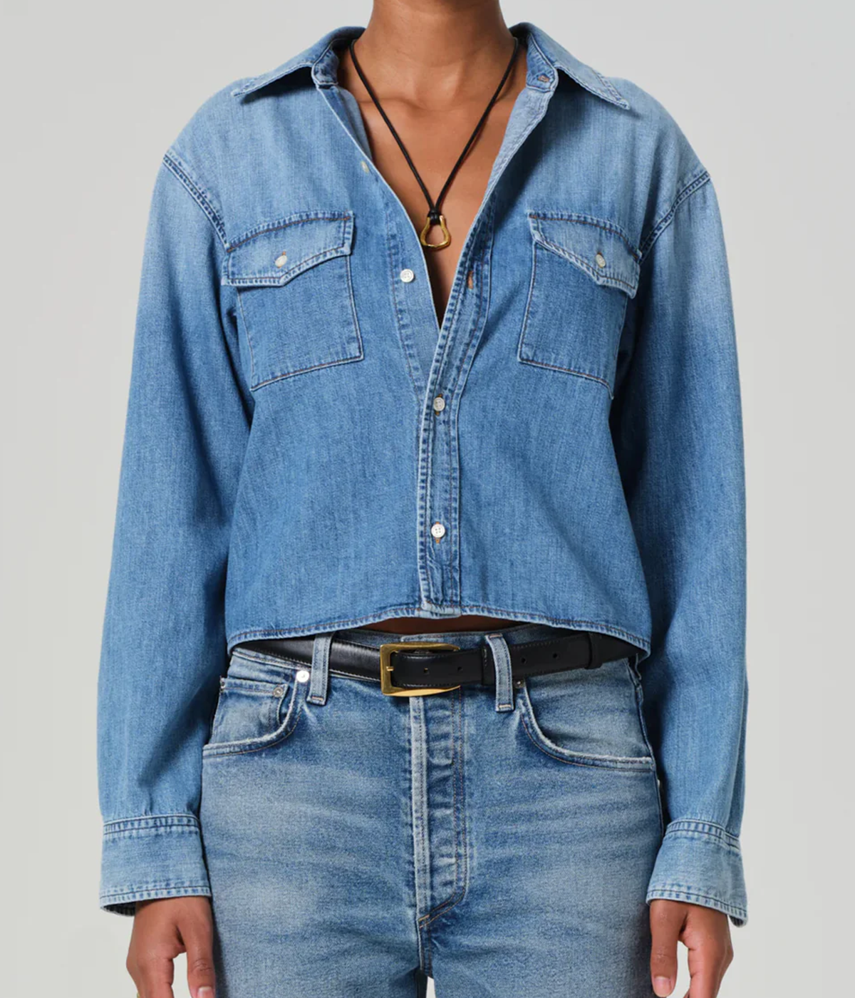 Baby Shay Cropped Shirt in Carolina Blue