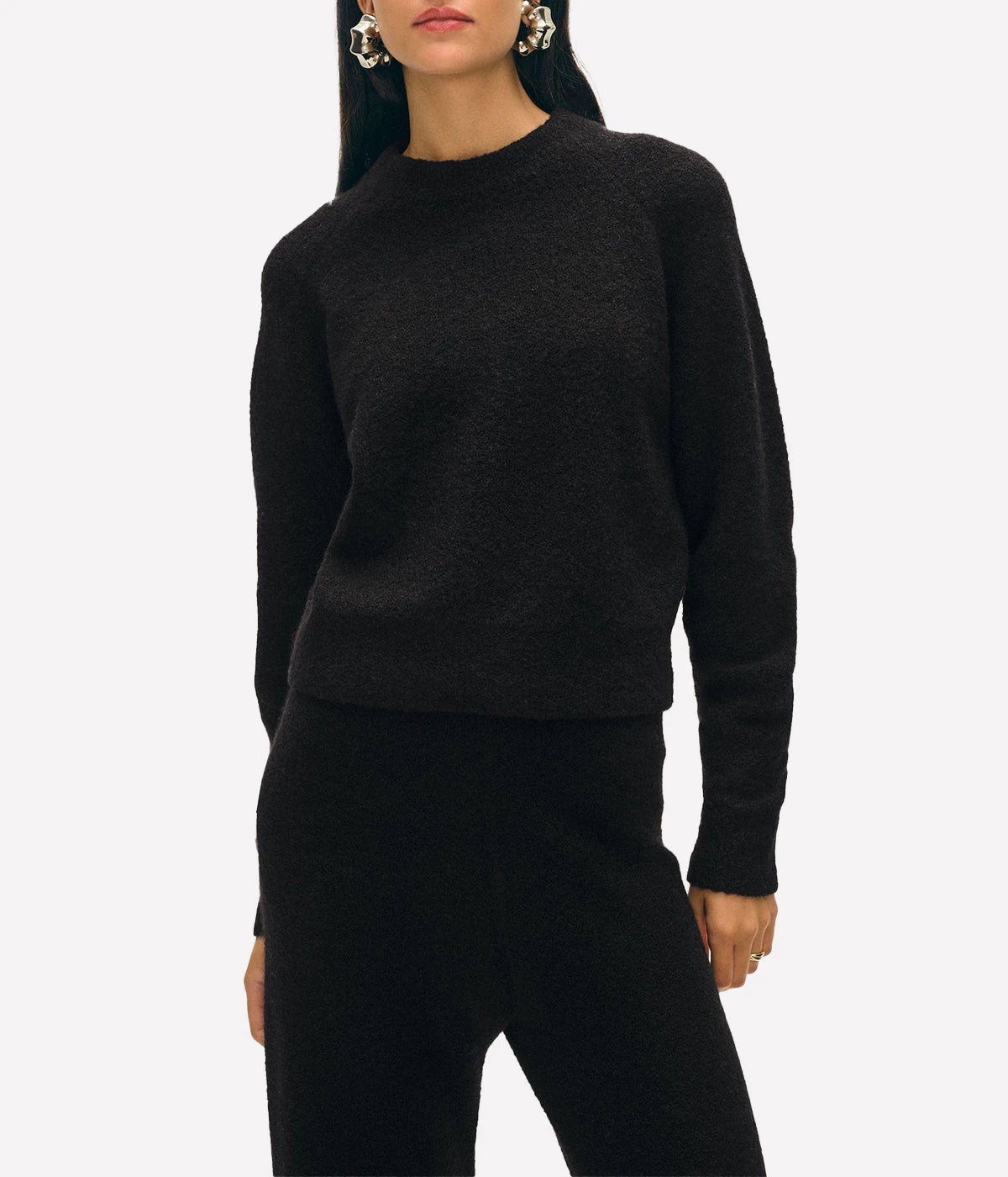 Boucle Cashmere Sweatshirt in Black