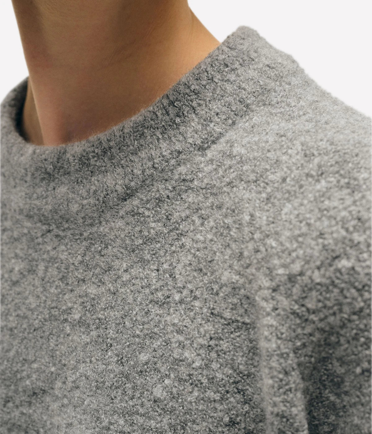 Boucle Cashmere Sweatshirt in Pale Smoke