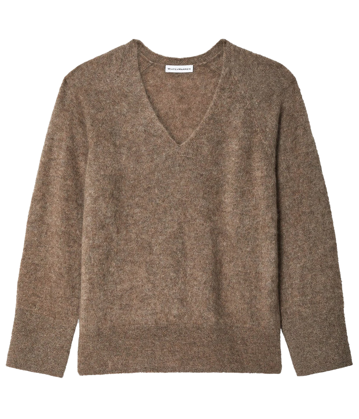 Brushed Cashmere Easy V Neck in Taupe