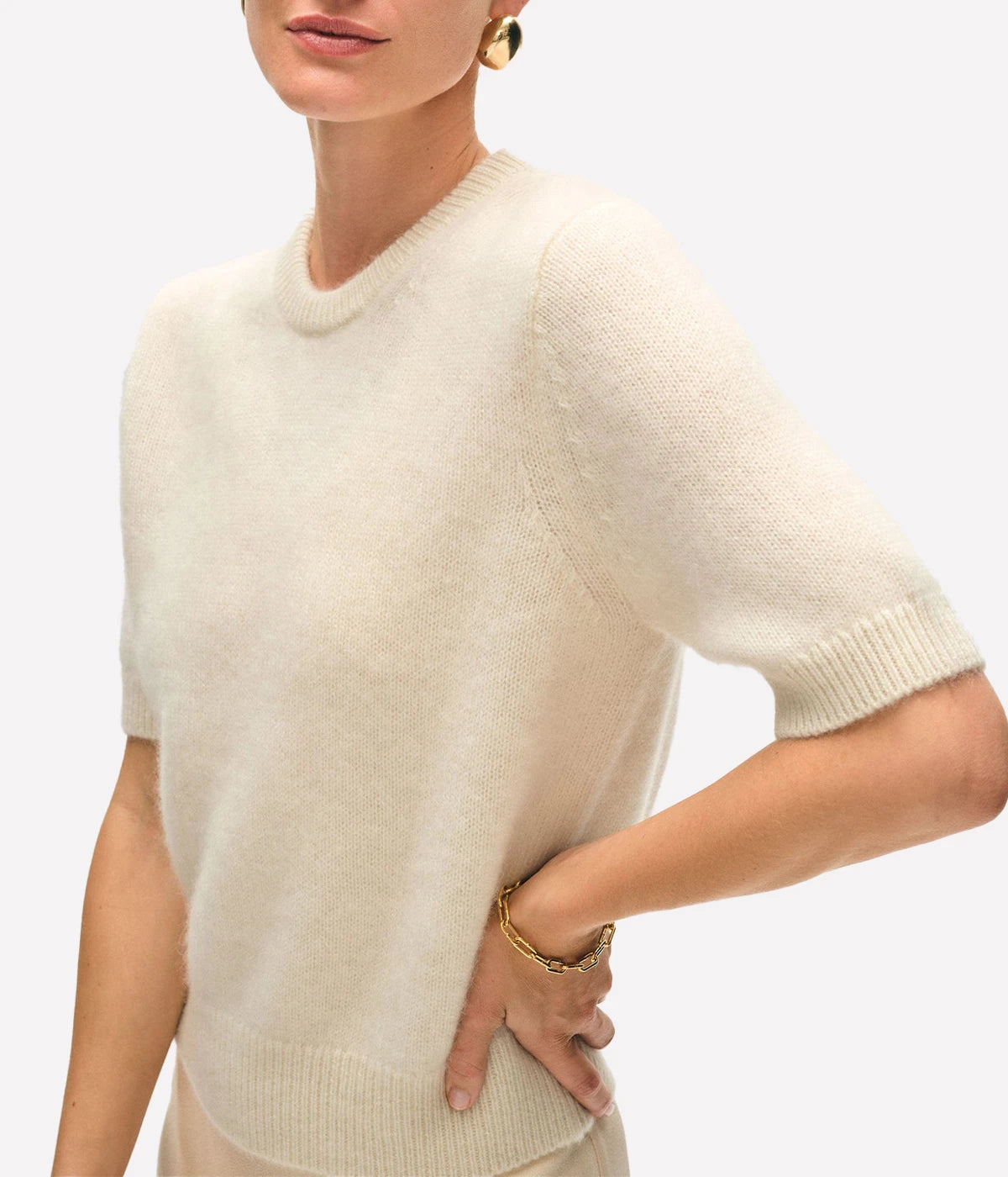 Brushed Cashmere Tee in Ivory