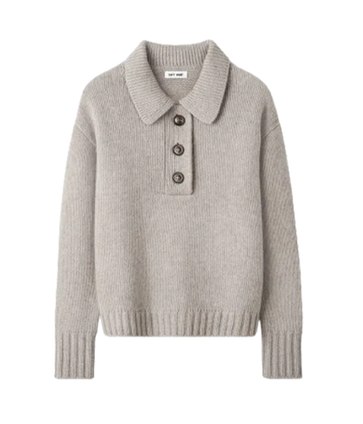 Button Collar Sweater in Greige