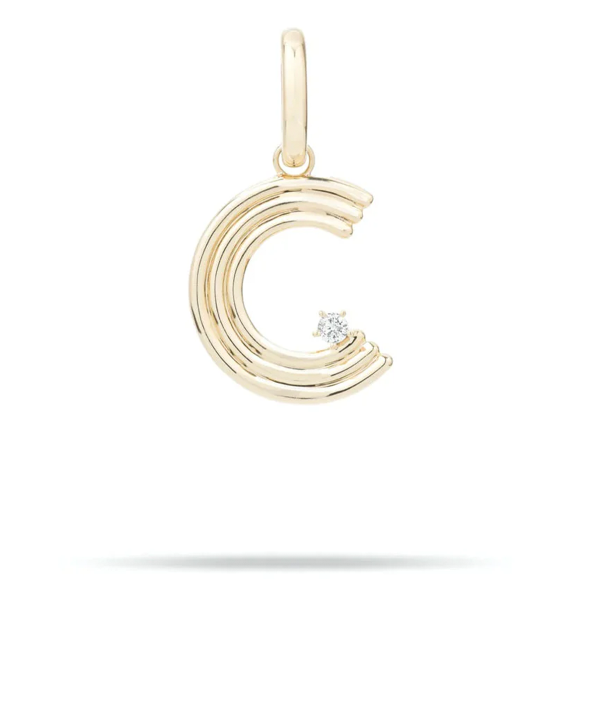 Groovy Diamond Initial C Charm 14K