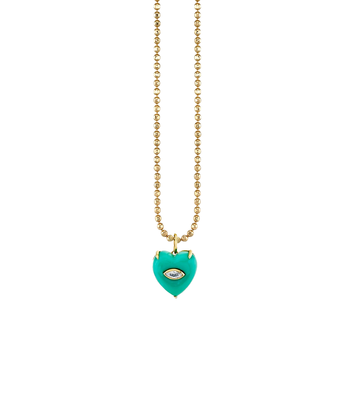 Gold Diamond Carved Heart Necklace in 14K Yellow Gold