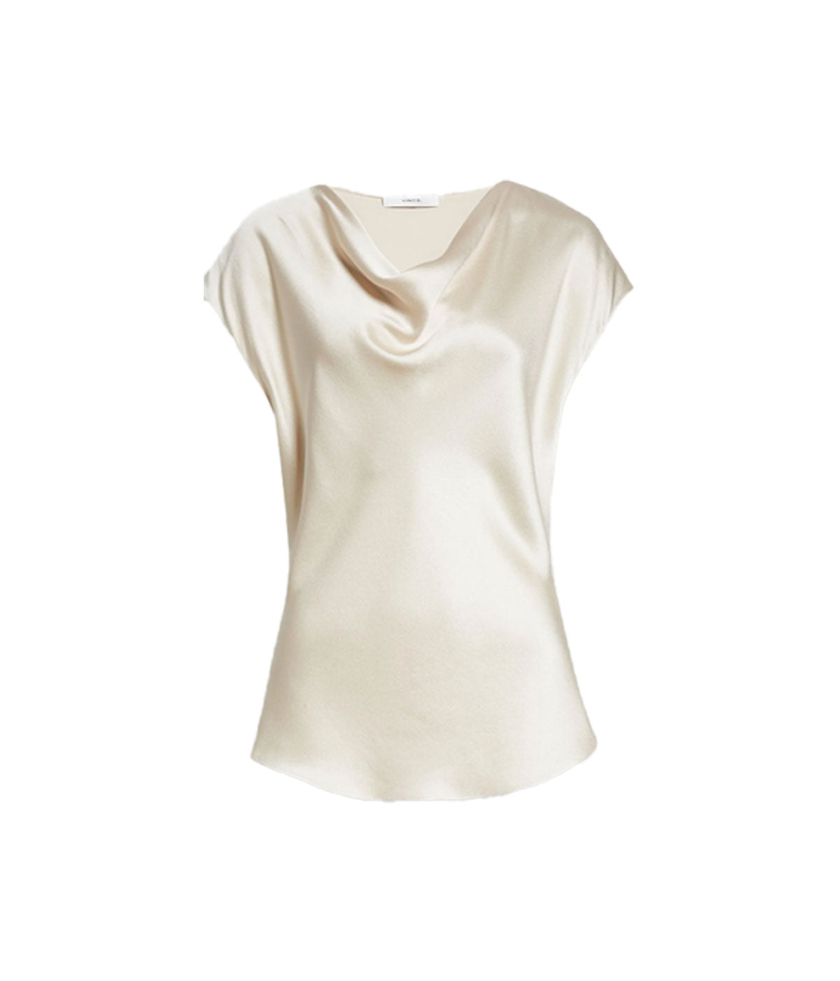 Cowl Neck Cap SLV Blouse in White