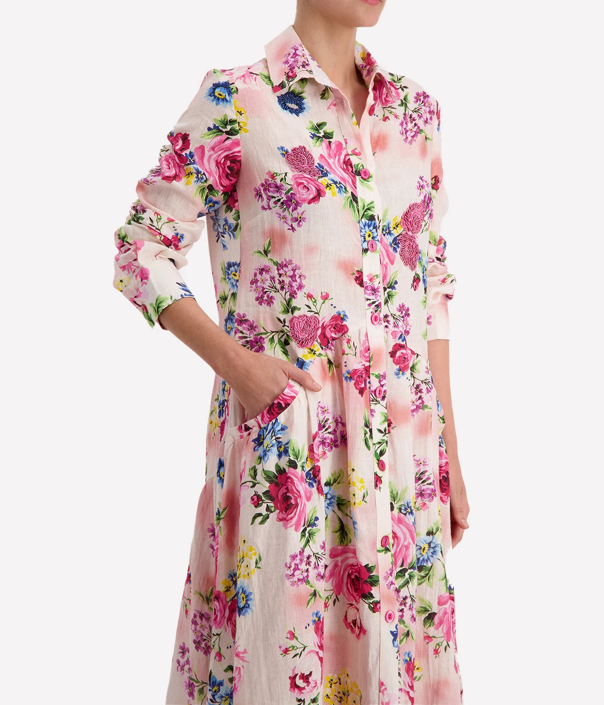 Long Shirt Dress in Rose