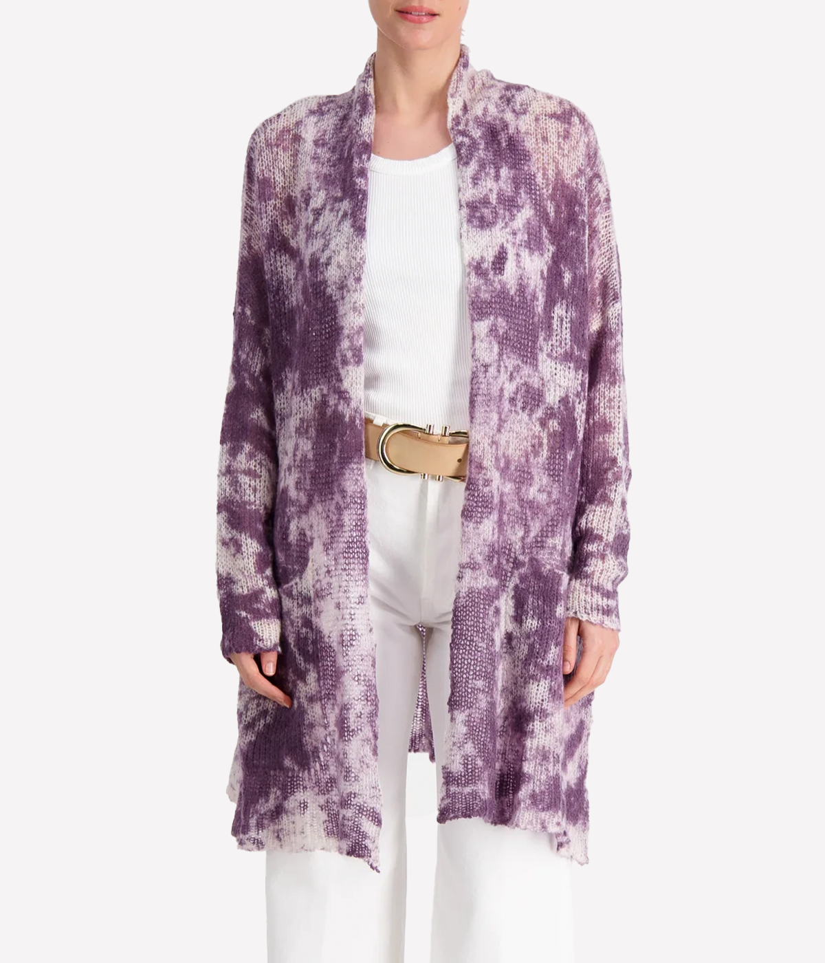 Camouflage Shawl Light Cardigan in Lavender