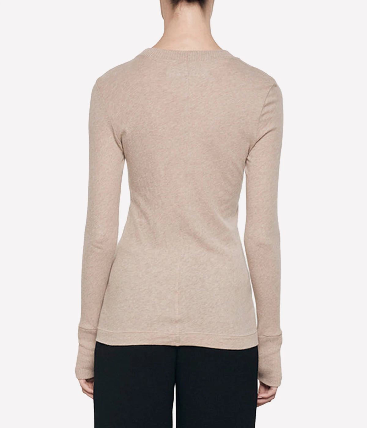 Cashmere Easy Cuffed Crew Top in Khaki