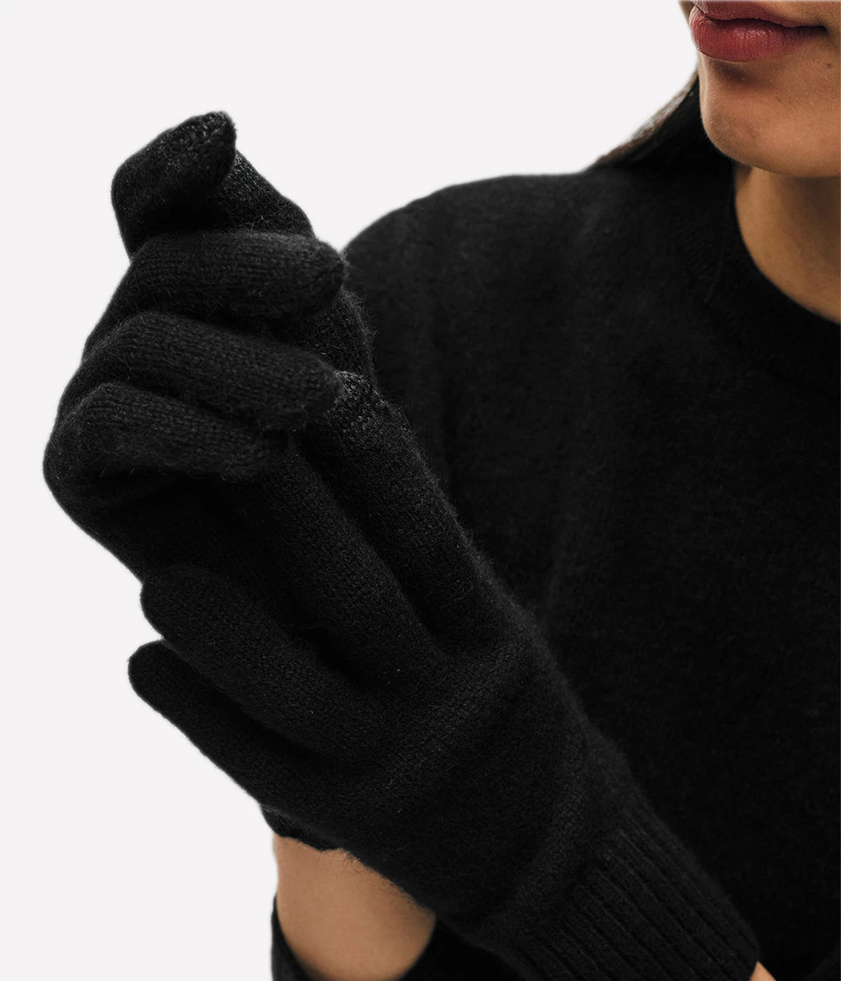 Cashmere Texting Gloves in Black