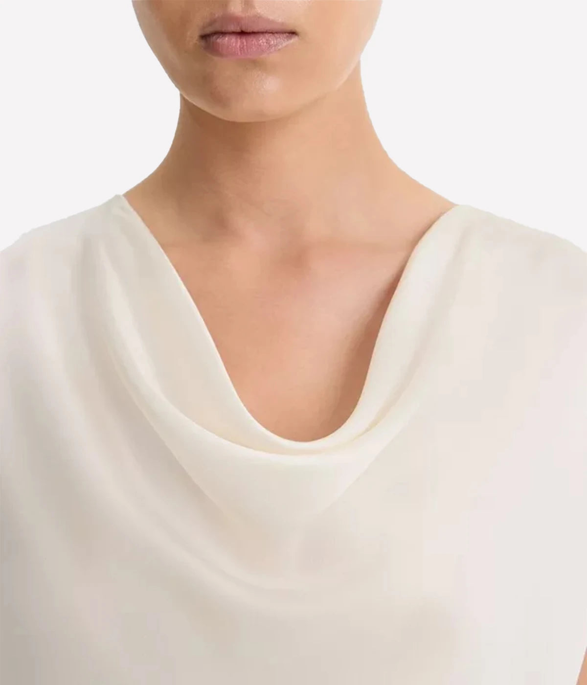 Cowl Neck Cap SLV Blouse in White