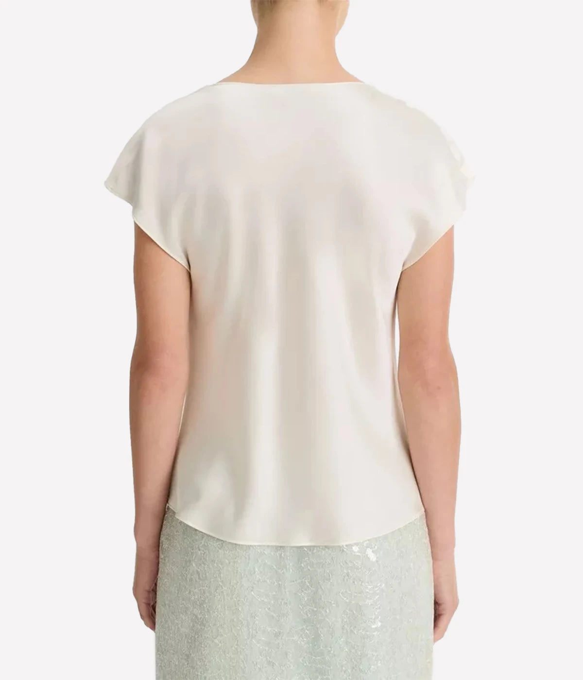 Cowl Neck Cap SLV Blouse in White