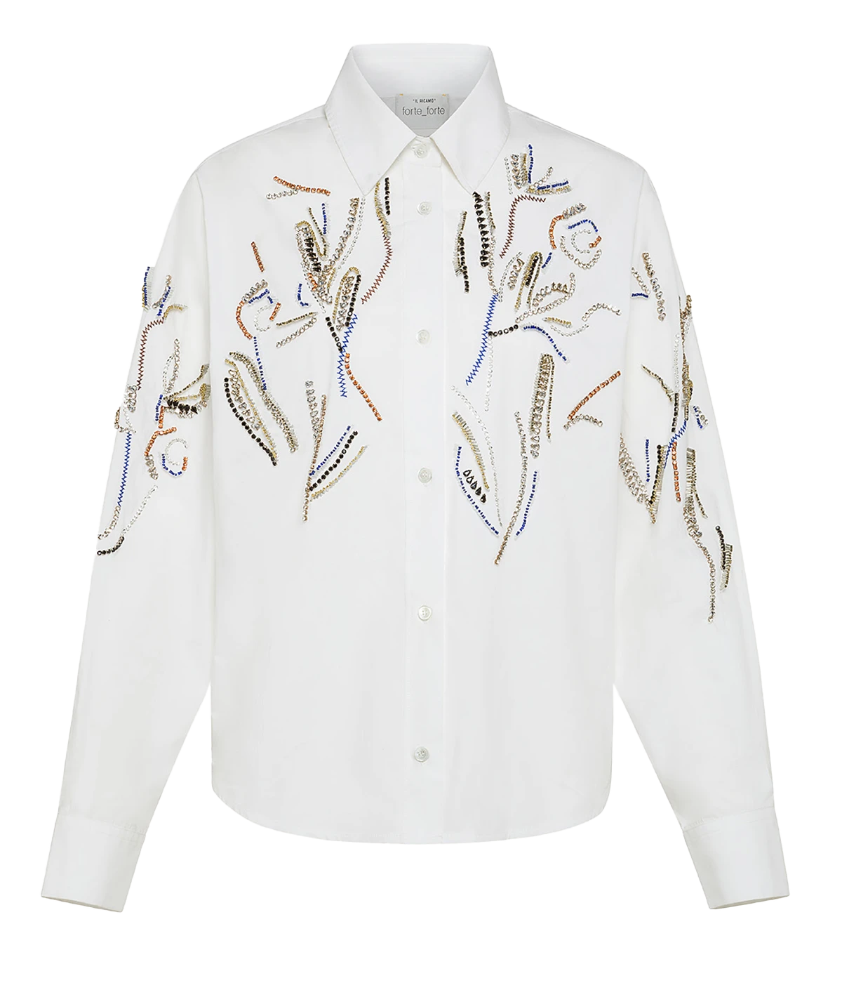 Crystal Cotton Poplin Shirt in Bianco