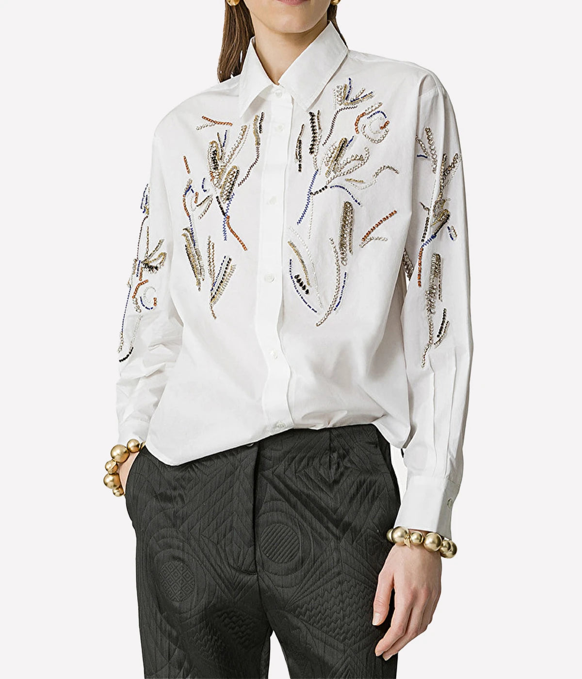 Crystal Cotton Poplin Shirt in Bianco