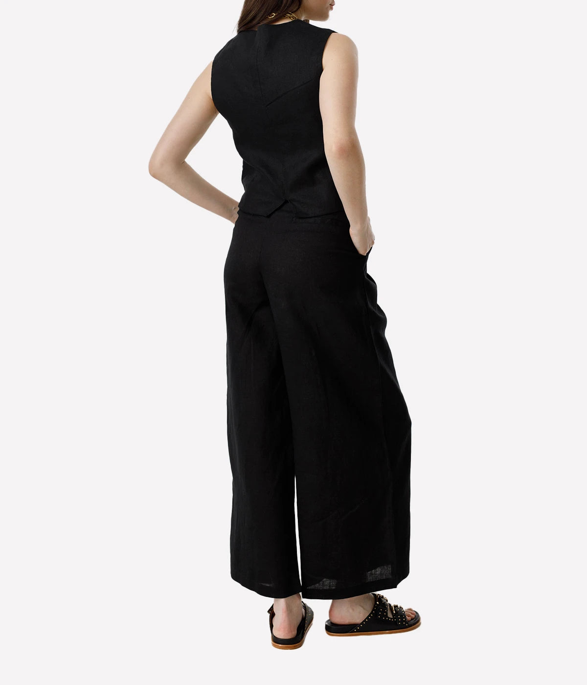 Culotte Linen Pant in Black